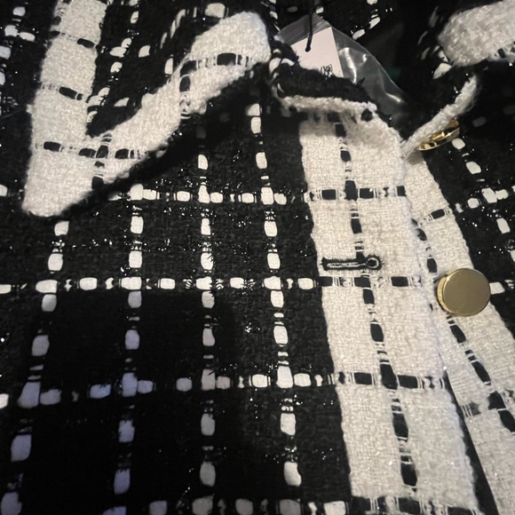 Alice + Olivia Black and White Tweed Blazer - Picture 3 of 4